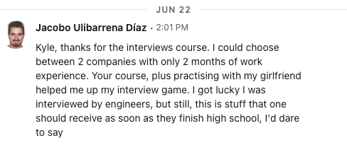 Message continued: two vacancies, and I got one of them